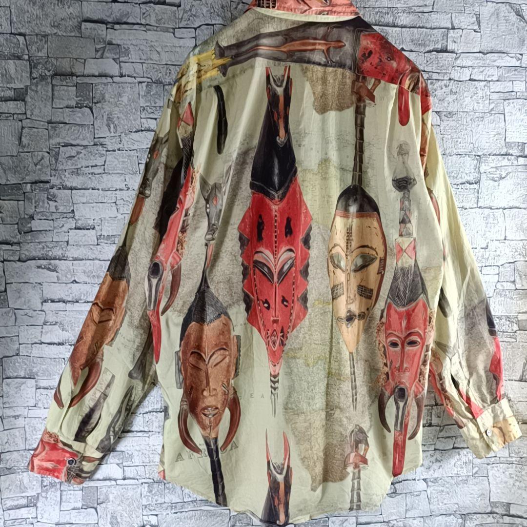 希少✨Paul Smith 長袖BDシャツ アフリカンマスクプリント 総柄 L