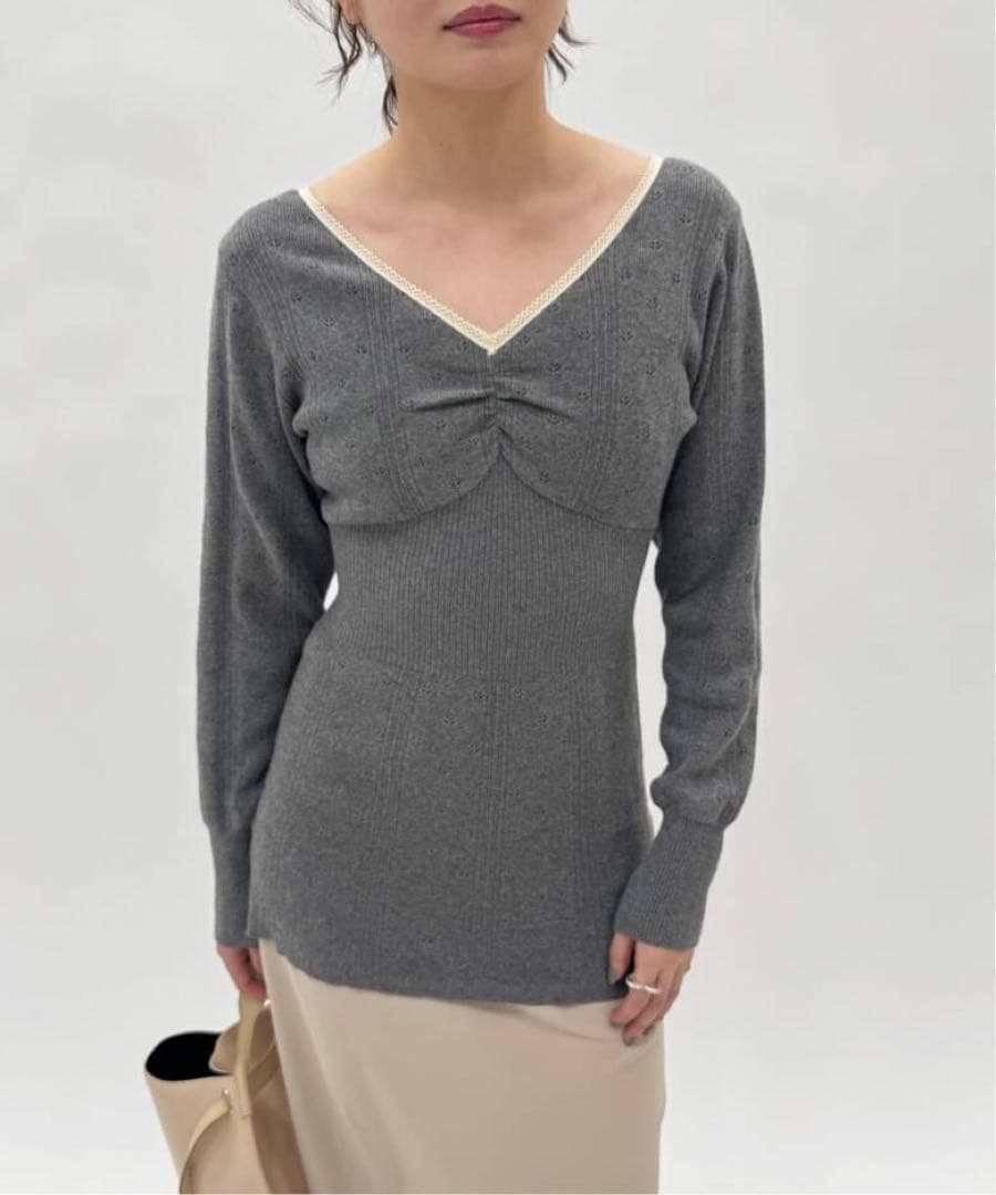 新品タグ付き　EDIT.FOR LULU アイレットニット　グレー