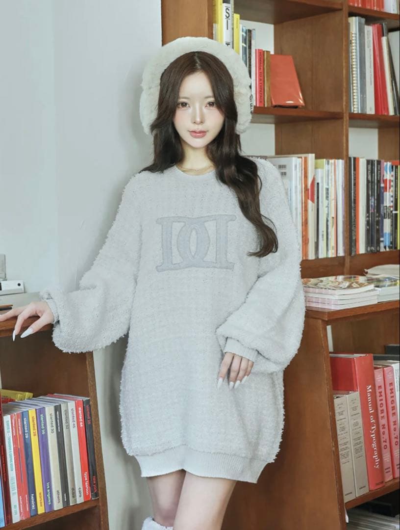 ❤︎Darich DDロゴツイードニットプルオーバー❤︎ サックス ダーリッチ Darich DDロゴツイードニットプルオーバー （サックス