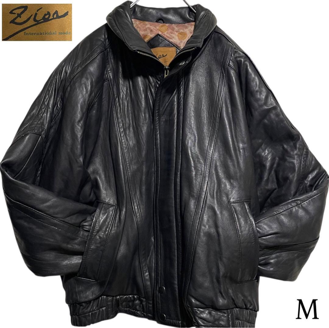 【Zion】フランス 羊革 本革 ラムレザーシングルライダースジャケット 黒 M