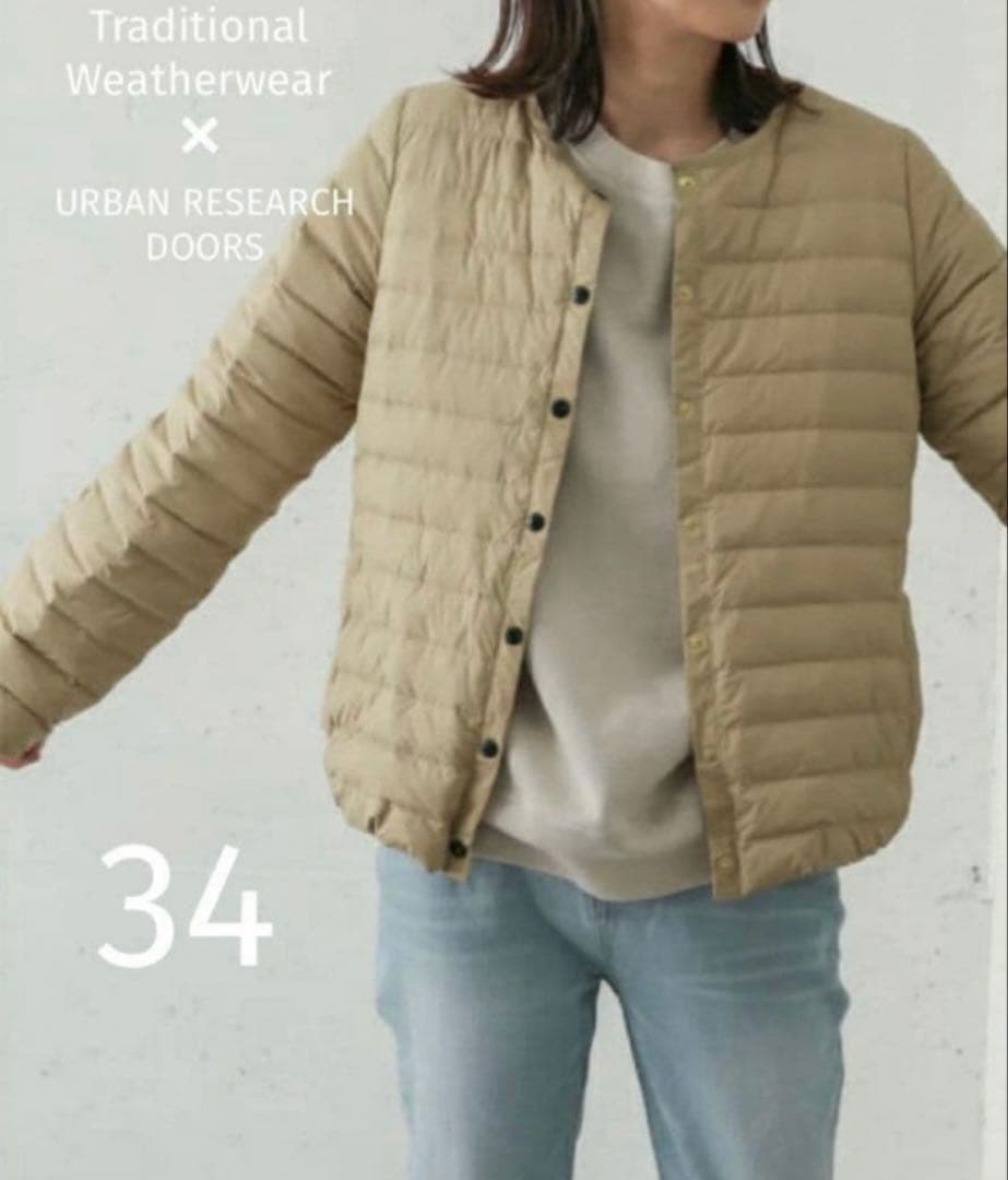トラディショナルウェザーウェア ベージュダウンジャケット 34