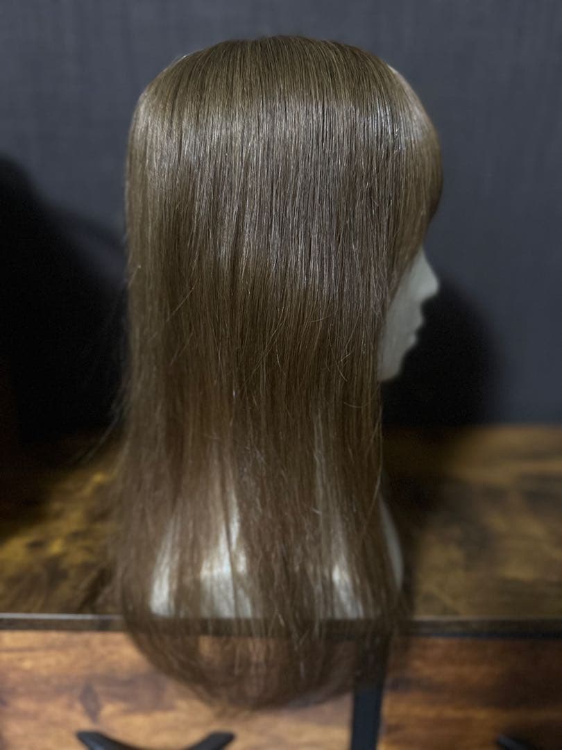 値下中】高級レミー100% 人毛 ヘアピース ブライトブラウン 50cm