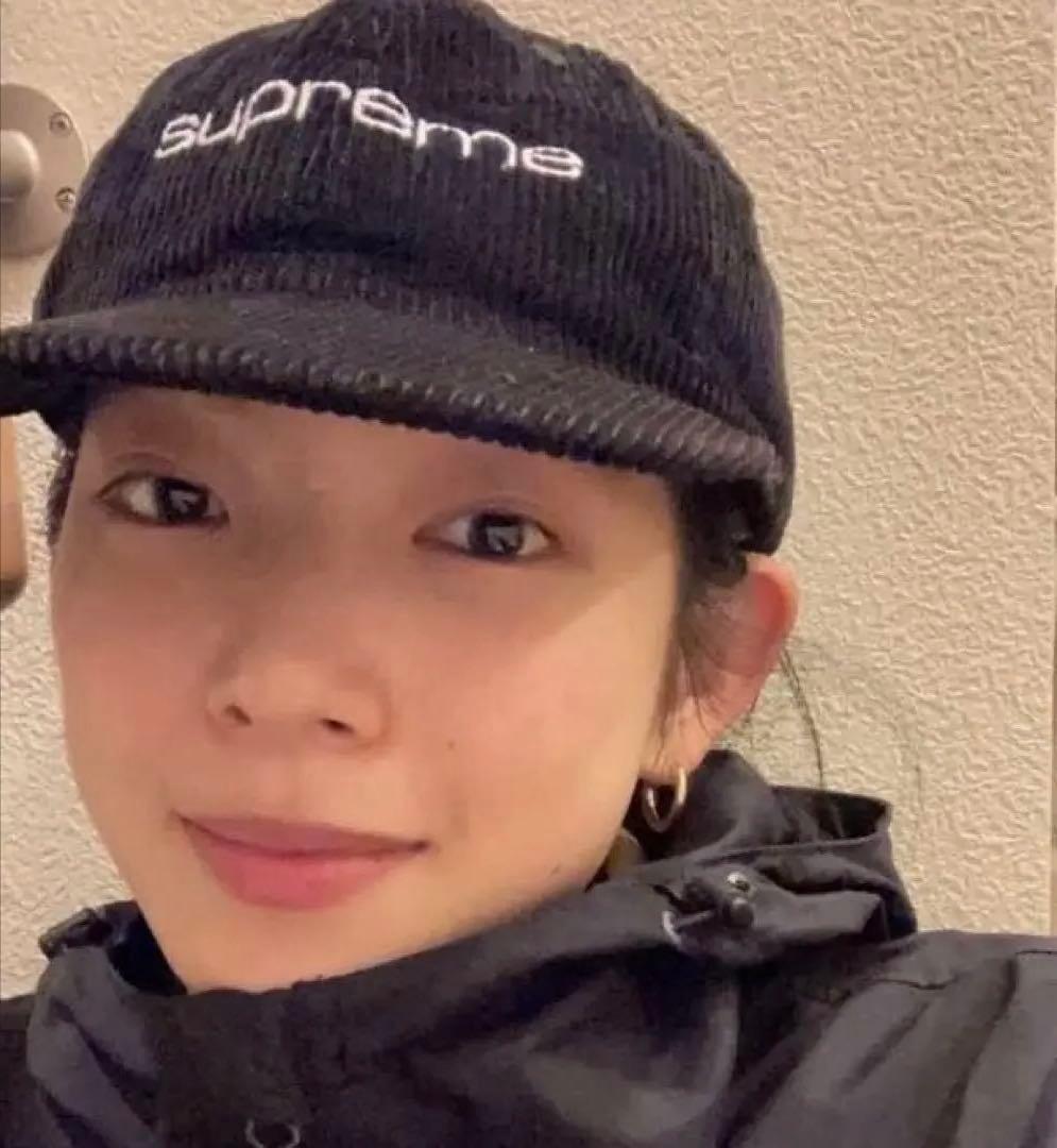 supreme コーデュロイキャップ 黒　在原みゆ紀