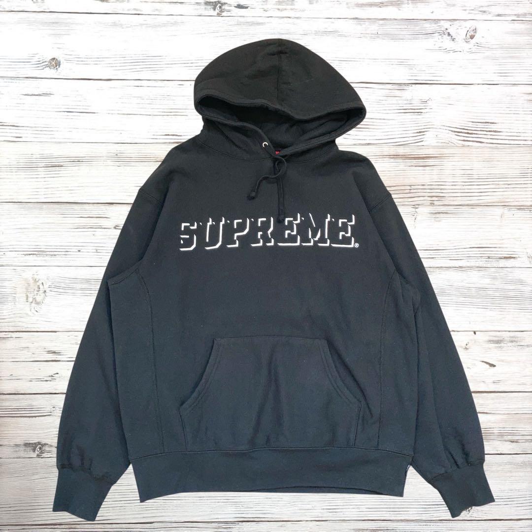 SUPREME シュプリーム パーカー デカロゴ M ブラック 0500