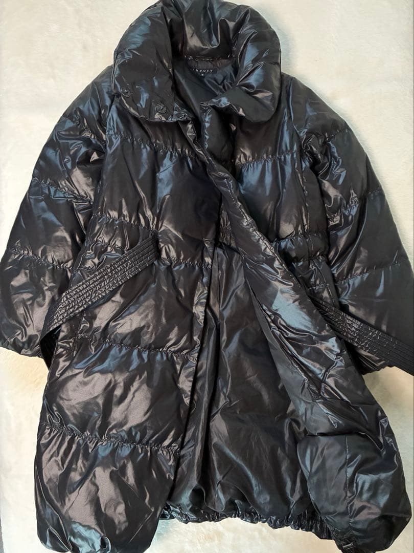 美品】セオリー ロングダウンコート Aライン ボリュームカラー 黒 M