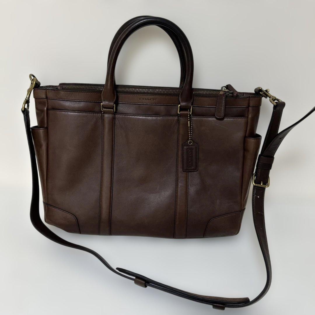 COACH コーチ正規品 2way ビジネスバッグショルダー本革 A4茶 - メルカリ