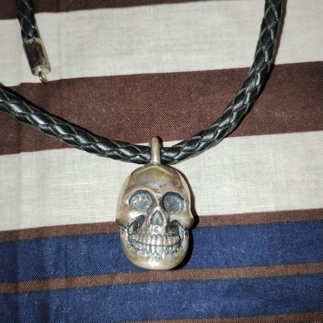 DEALDESIGN スカルペンダント付きレザーネックレス ウォレットハンガー