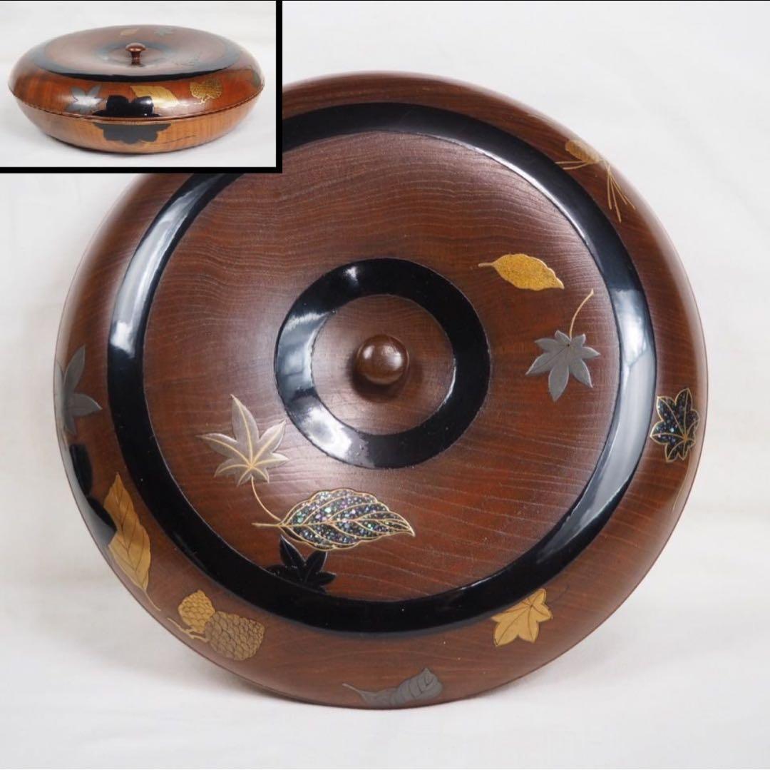 送料無料　時代物　高金蒔絵螺鈿菓子器/喰籠/蓋物　名工作品　秀逸作 乾漆蒔絵螺鈿蓋物「夏の夕」(豊平 江都)｜ギャラリージャパン