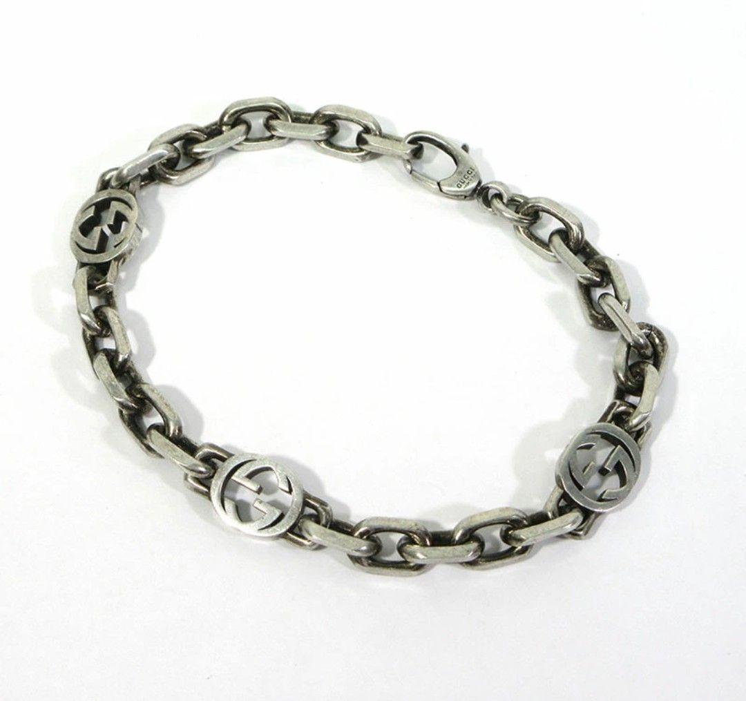 GUCCI　インターロッキングG チェーン ブレスレット　エイジング加工　18号