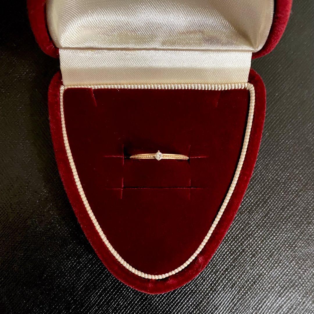 agete アガット K10 0.03ct ダイヤモンド リング 5号 ピンキー
