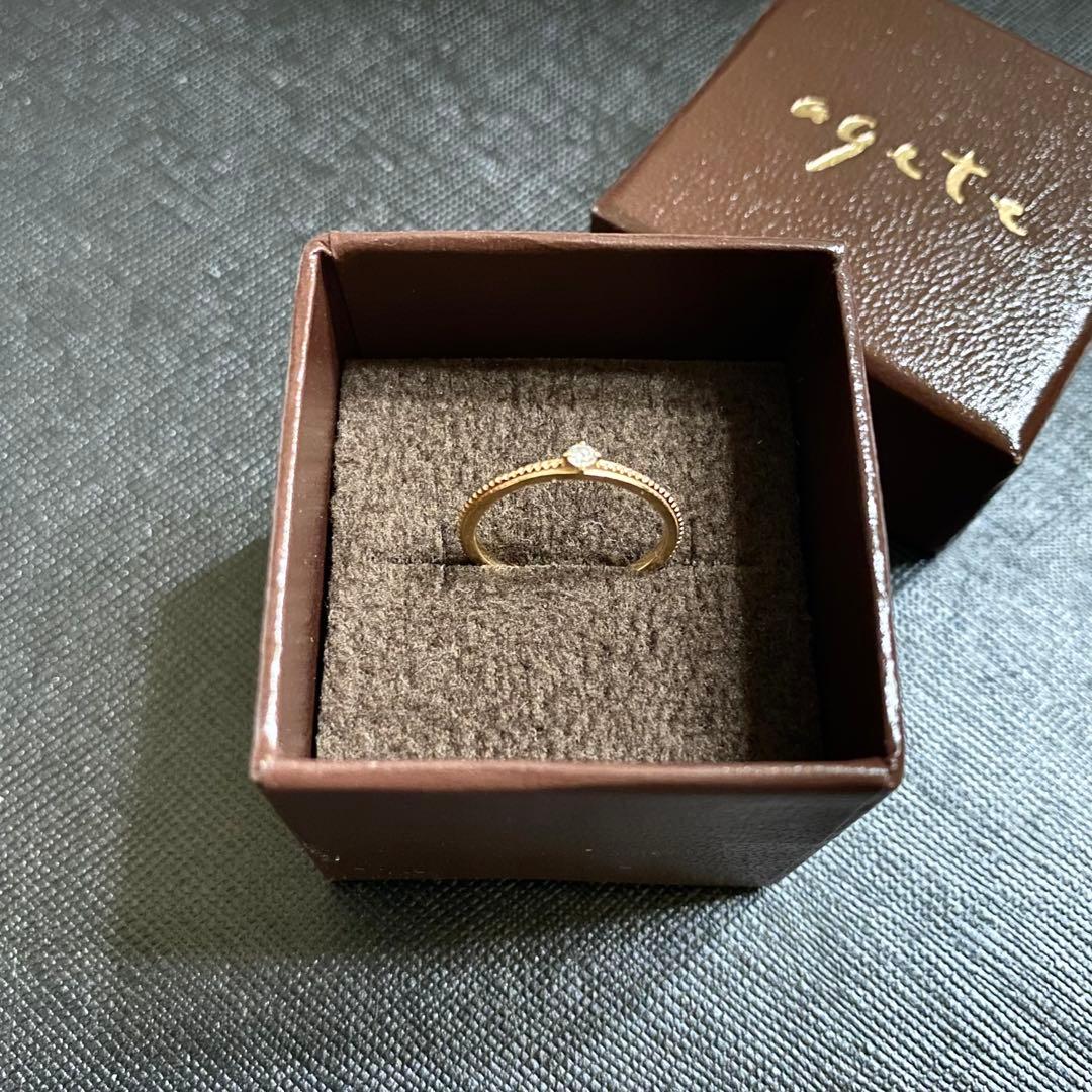 agete アガット K10 0.03ct ダイヤモンド リング 5号 ピンキー