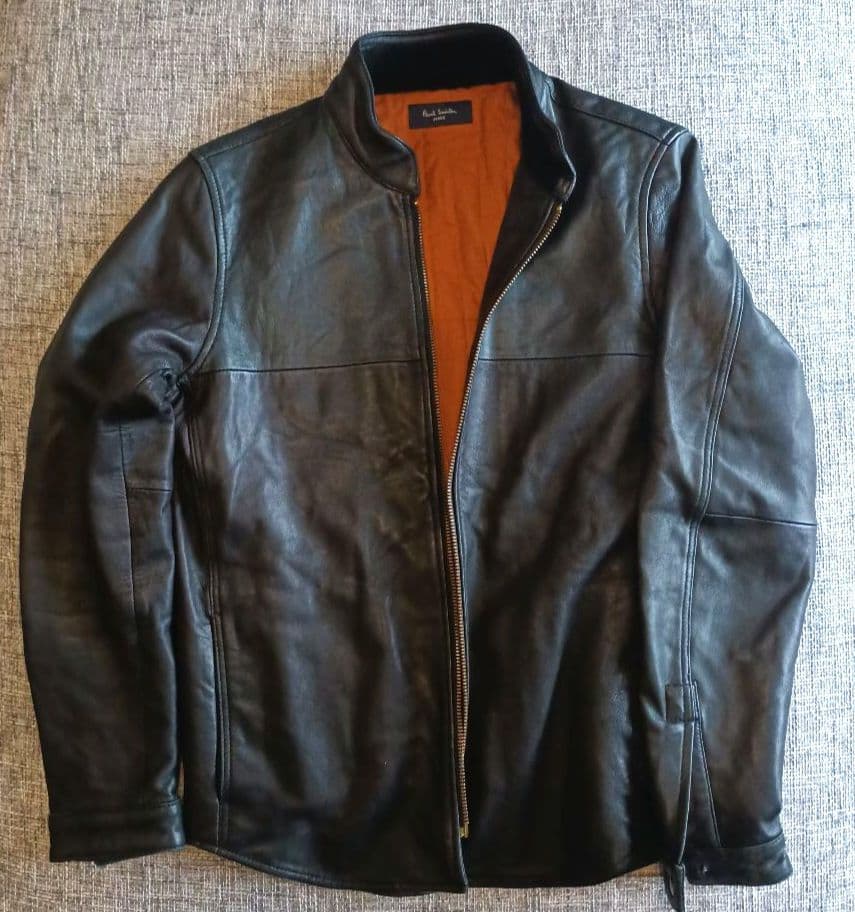 Paul Smith ブラック シングルライダースジャケット M Paul Smith ブラックレザーシングルライダースジャケット Mサイズ