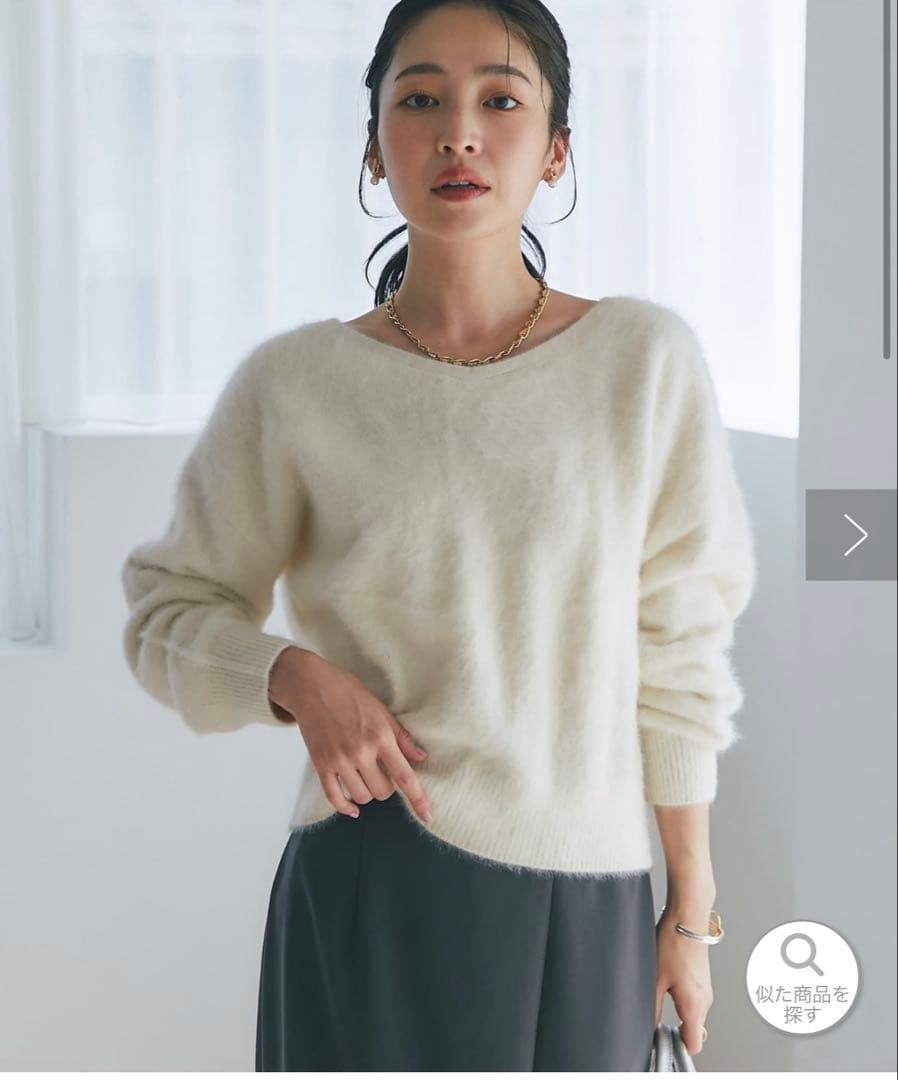 ラブティックボンボン ヘアリーウールカシミヤ混前後2WAYニット