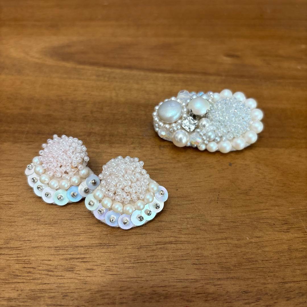Scony パールブローチ　ピアス