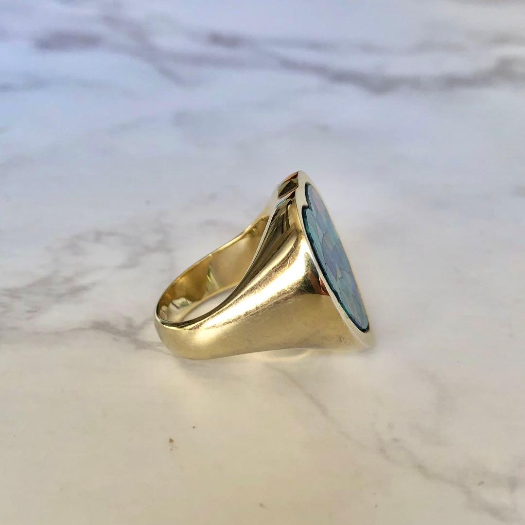 nanan bijouxxx ハート型 モザイクオパール リング ゴールド - メルカリ