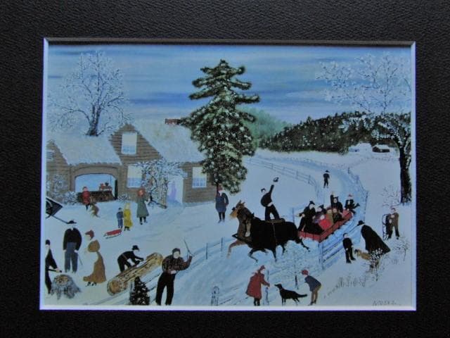 グランマ・モーゼス、『楽しい橇遊び』、希少画集画、状態良好