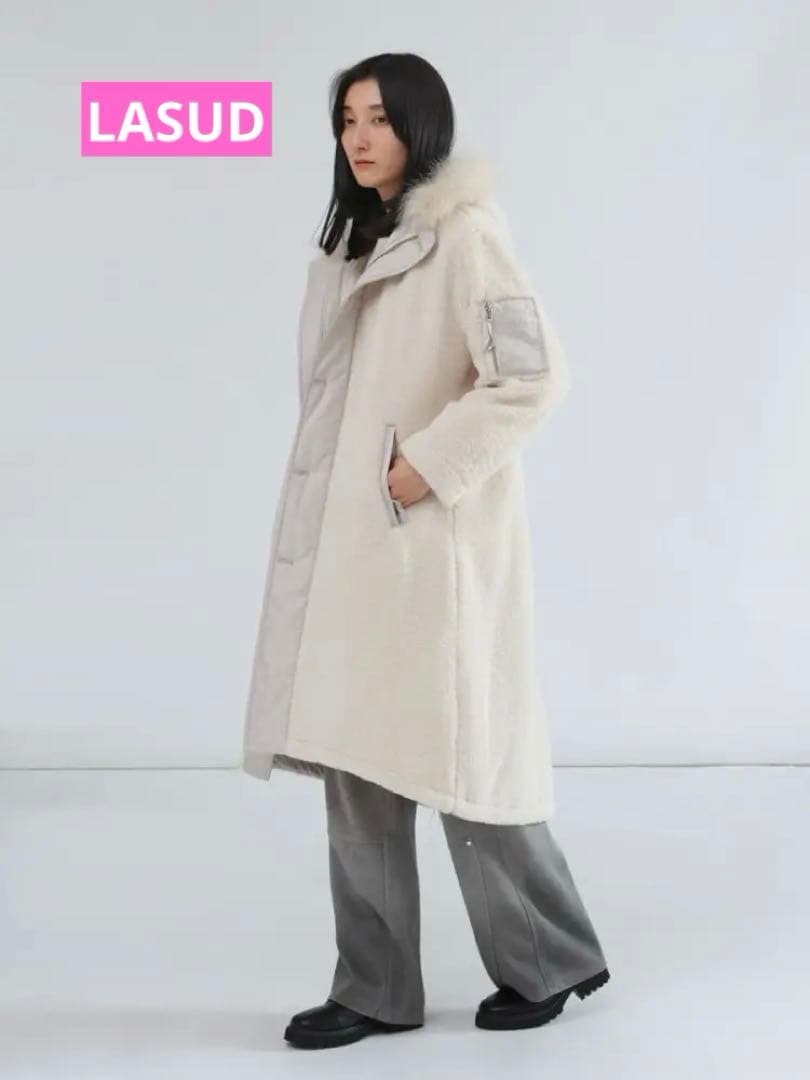 LASUD ボアコートアイボリー未使用品　サイズ9号　定価34000円タグ無し