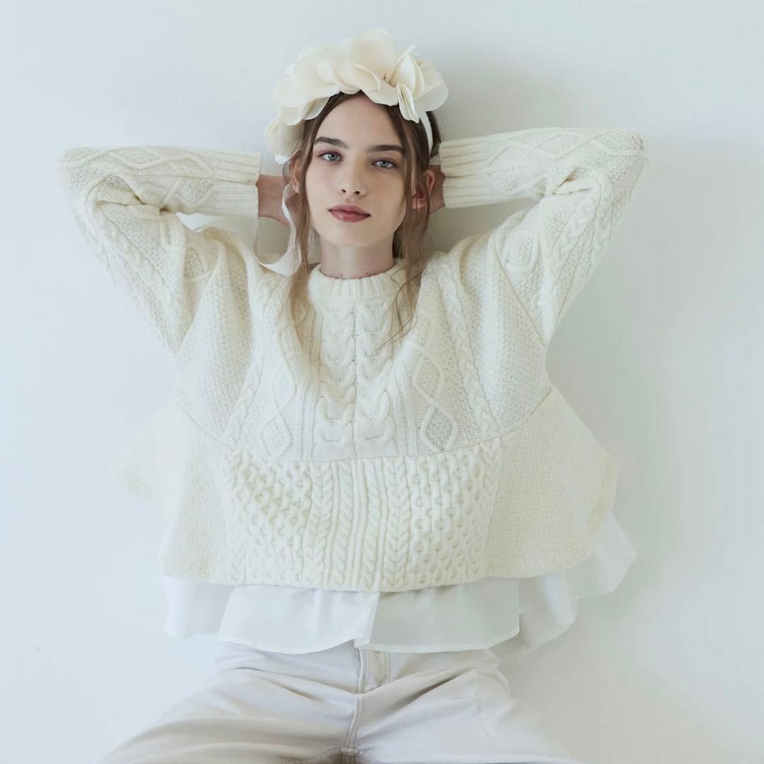 st.cecilia girlish ガーリッシュ♡ぺプラムケーブルニット GIRLISH OFFICIAL ONLINE STORE ｜ガーリッシュ公式オンラインストア