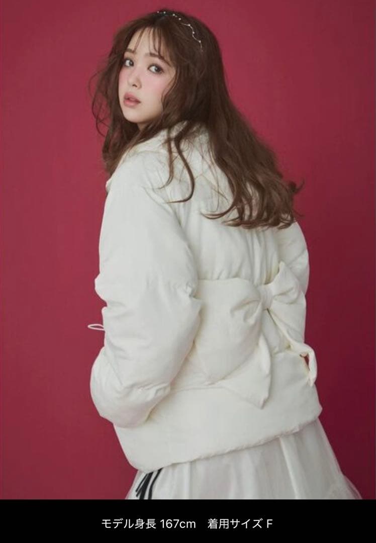 CALNAMUR パフショートバックリボンブルゾン ホワイト完売色 CALNAMUR（カルナムール） ブルゾン アウター パフショートバック