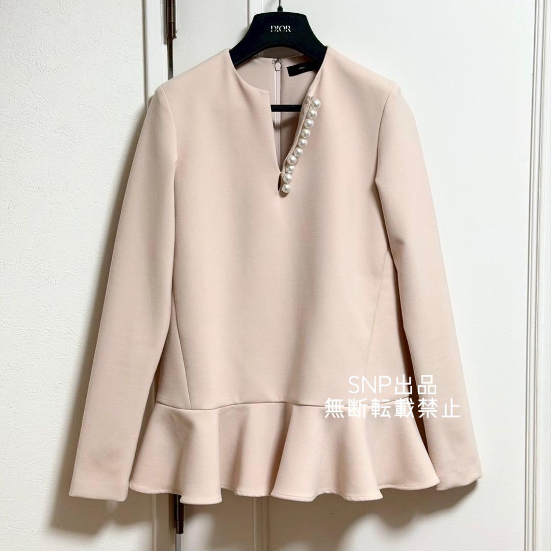 マーフィーヨーコチャン 美品 スリット ライン ラッフル パール ブラウス