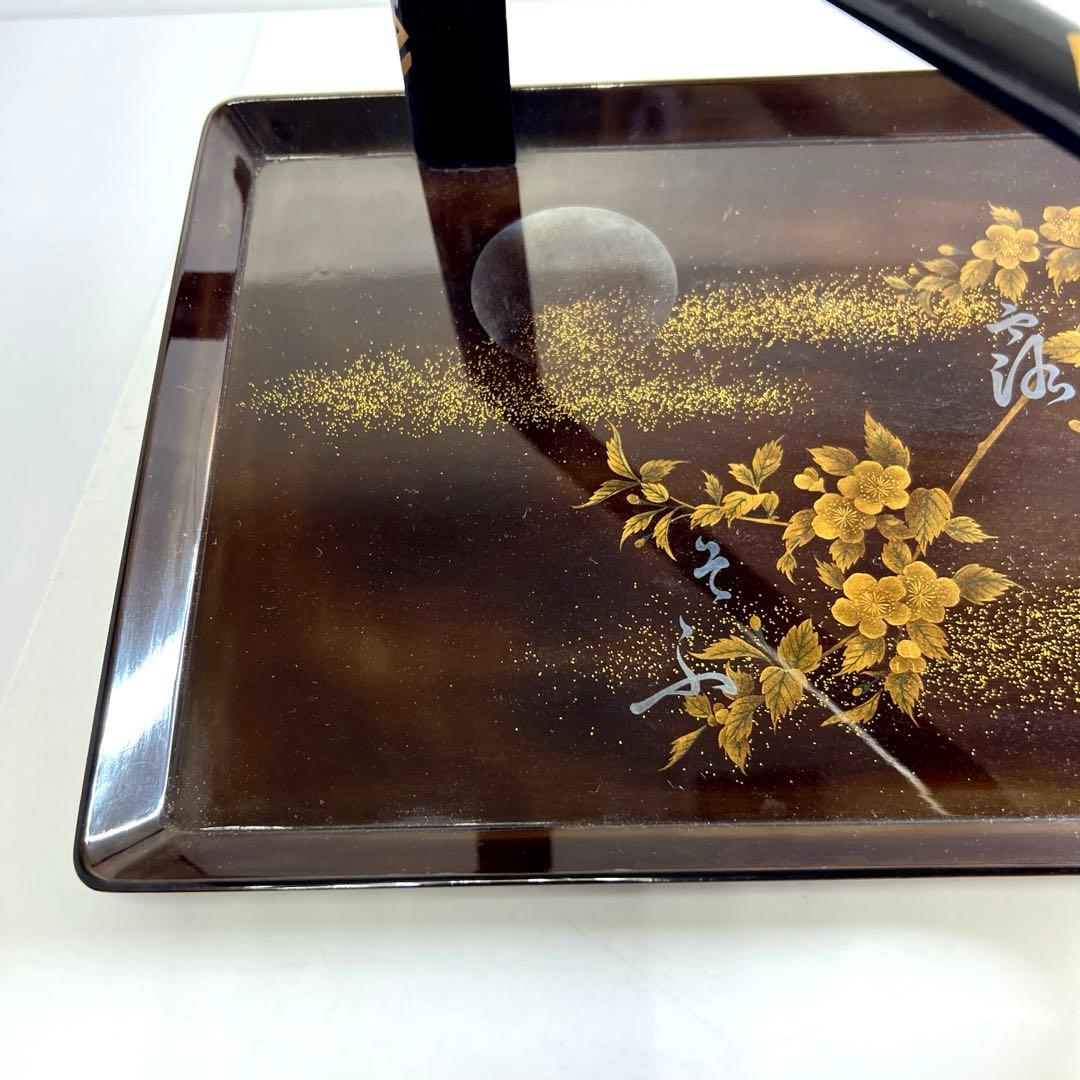 研出蒔絵 手付盆 木箱付 幅29㎝ 東Y7-0516③トヒコ