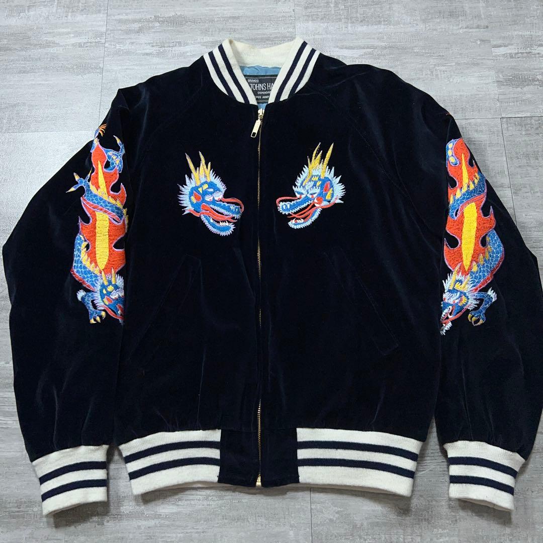 OCTPUS ARMY 別珍 スカジャン 黒 ベロア スカジャン 刺繡 ブルゾン