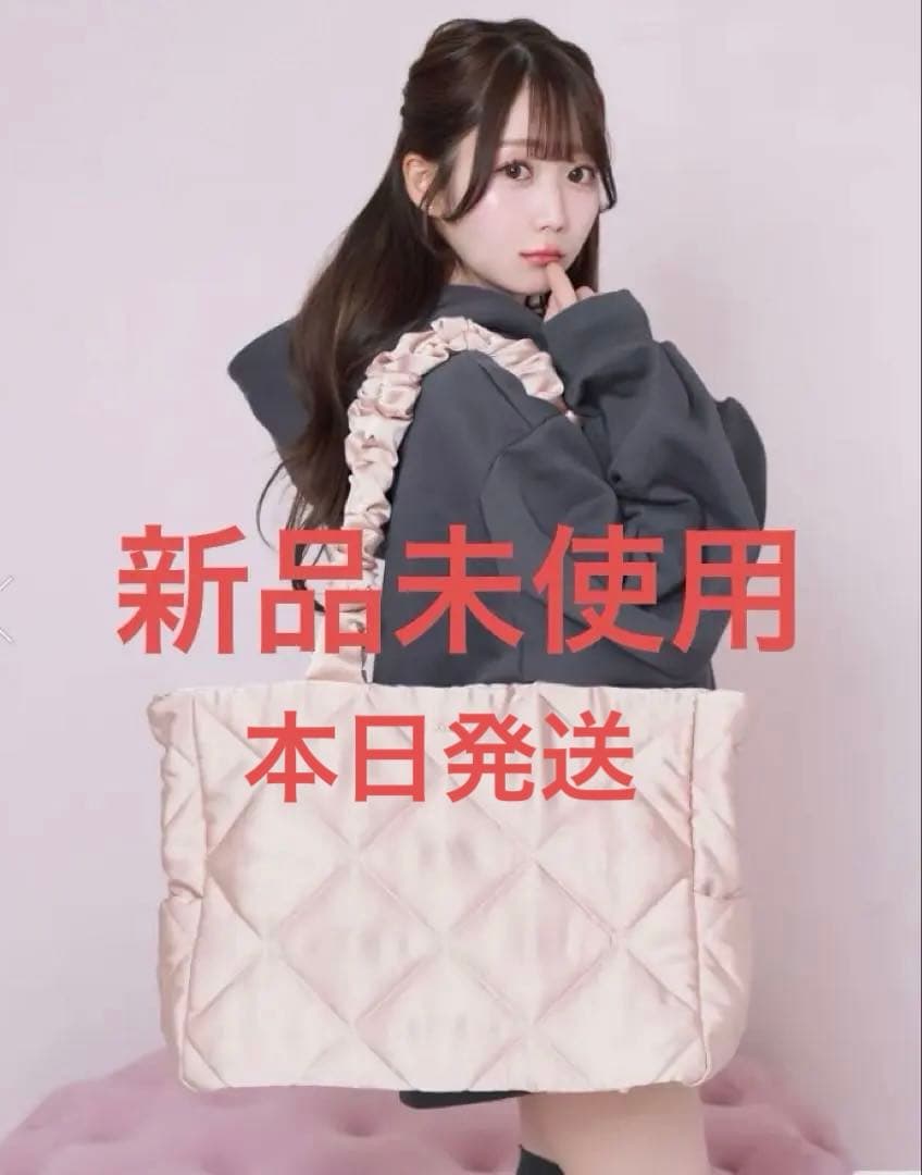Rosé Muse satin quilting big tote [ピンク]