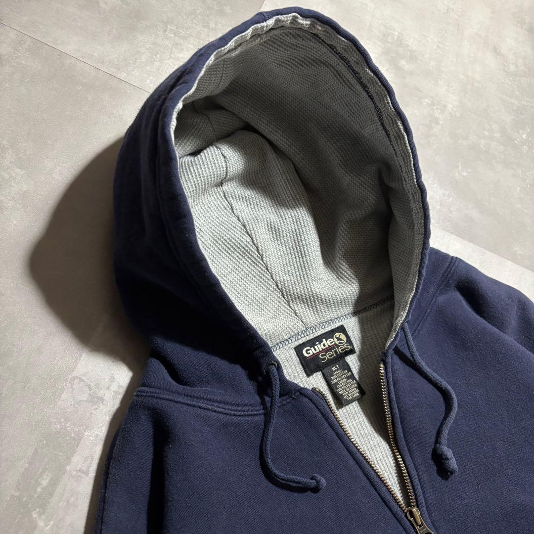 90s - vintage パーカー ダブルフェイス 裏サーマル フェード 紺色