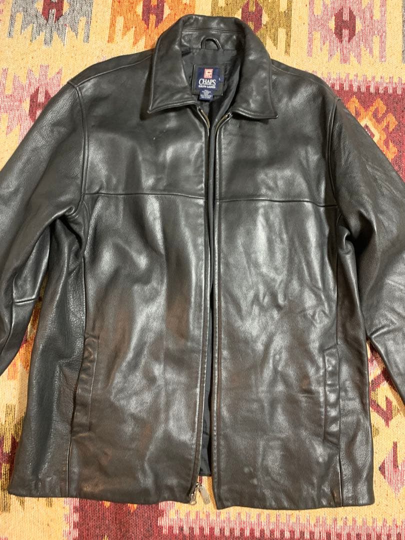 ジャケット・アウター CHAPS Ralph Lauren leatherJacket L Black Chaps Ralph Lauren Leather Coat Jacket,us Size 48 Plus,or Xxl