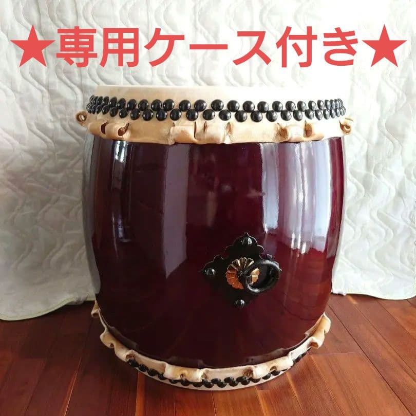長胴太鼓 巻耳 1尺6寸 和太鼓 くりぬき かりん 諏訪工芸 専用ケース付