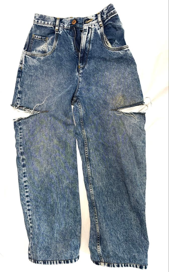 メゾンマルジェラ　カットオフデニム ブルー ユーズド加工 S51LA0107