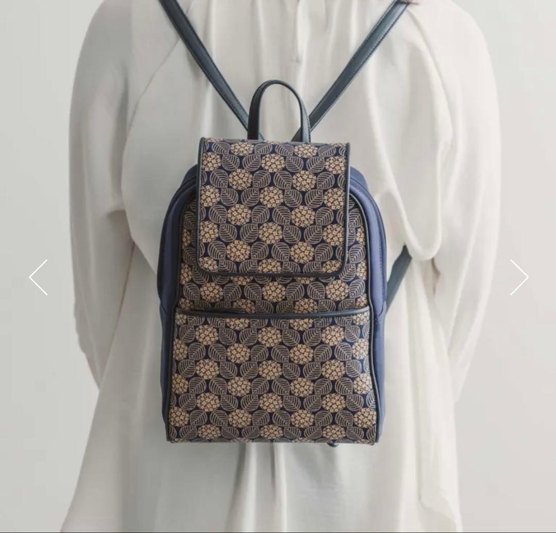 【現行未使用品】 印傳屋〔紺地✕白漆✕あじさい］リュックサック 印伝 バッグ