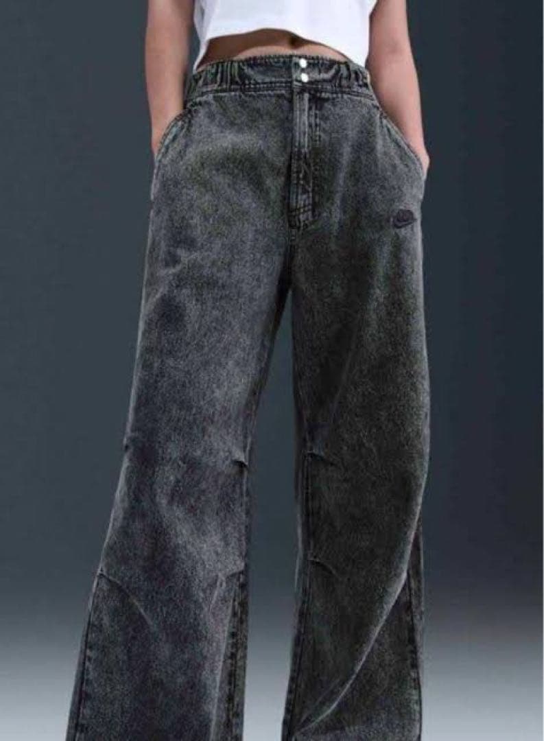 NIKEレディースデニムMブラック NIKE AS W NSW DENIM WVN PANT GCEL BLACK（ナイキ ウィメンズ NSW