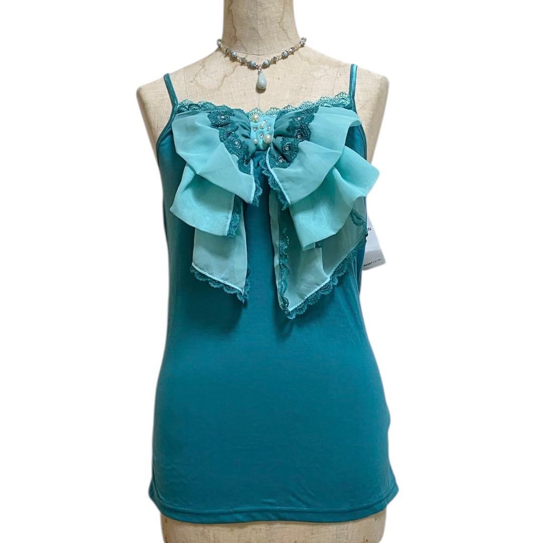 新品 axes femme ビックリボン ビジュー キャミソール 森ガール 平成 レアaxes femme ビックリボン フェアリーグランジ姫ギャル森ガール平成