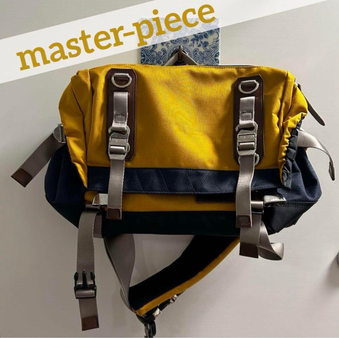 master-piece メッセンジャーバッグ イエロー/ネイビー　廃番カラー