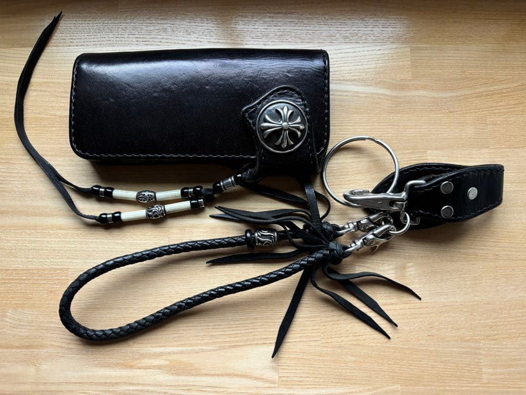 ☆希少☆美品☆ビッグツイン☆ロングレザーウォレット☆ベルト☆クロスコンチョ☆