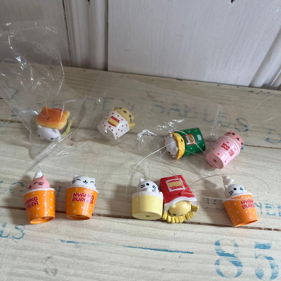 平成レトロ　にゃんにゃんにゃんこ　にゃんこバーガー　マスコット　9点セット