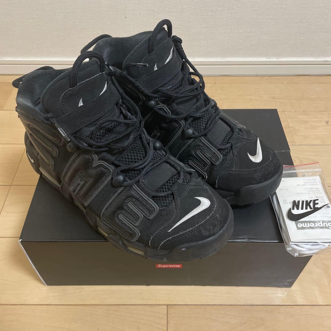 靴 NIKE SUPREME AIR MORE UPTEMPO BLACK 27cm