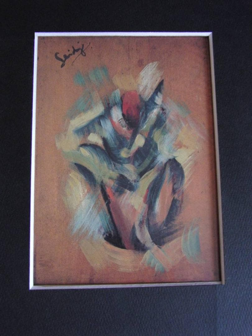 東郷青児、【コンポジション】、希少な額装用画集より、状態良好、新品額装付