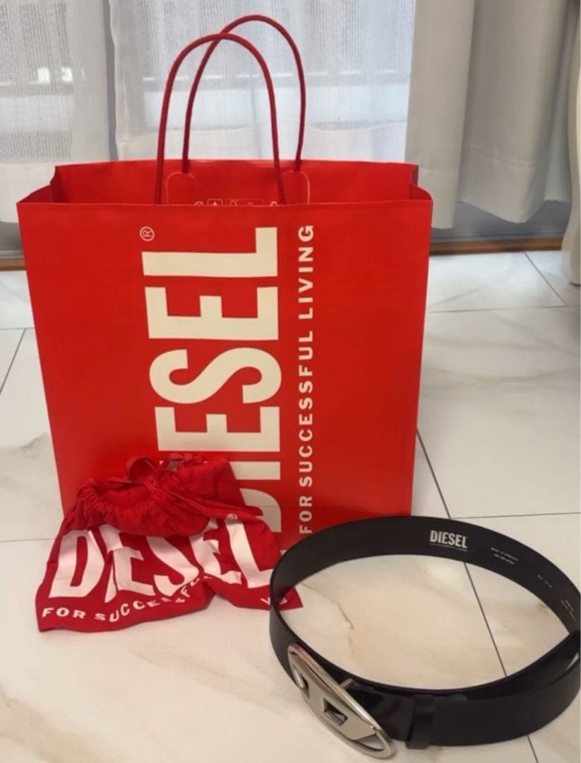 DIESEL 黒 ベルト ロゴ入り 新品未使用 中古・古着通販】DIESEL (ディーゼル) Dロゴベルト ブラック サイズ:85