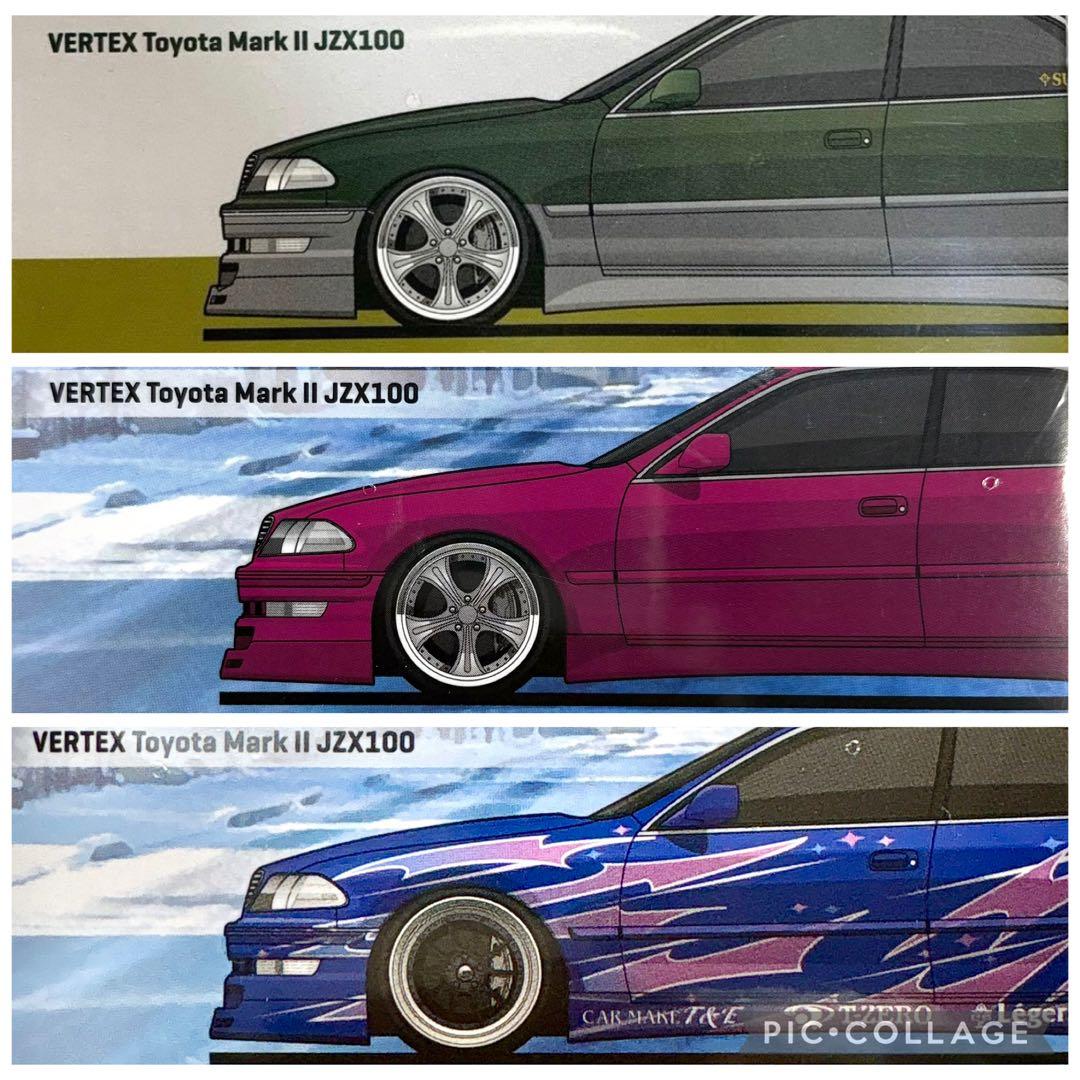 ターマックワークス　VERTEX トヨタ マークII JZX100 3台セット Preorder] Tarmac Works 1:64 VERTEX Toyota Mark II JZX100 Red