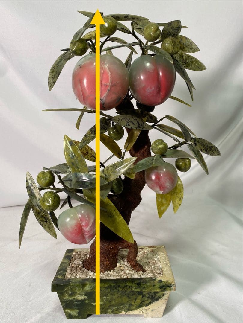 1662❣️ 中国美術 玉桃盆栽 翡翠 瑪瑙 天然石 彫刻 - メルカリ