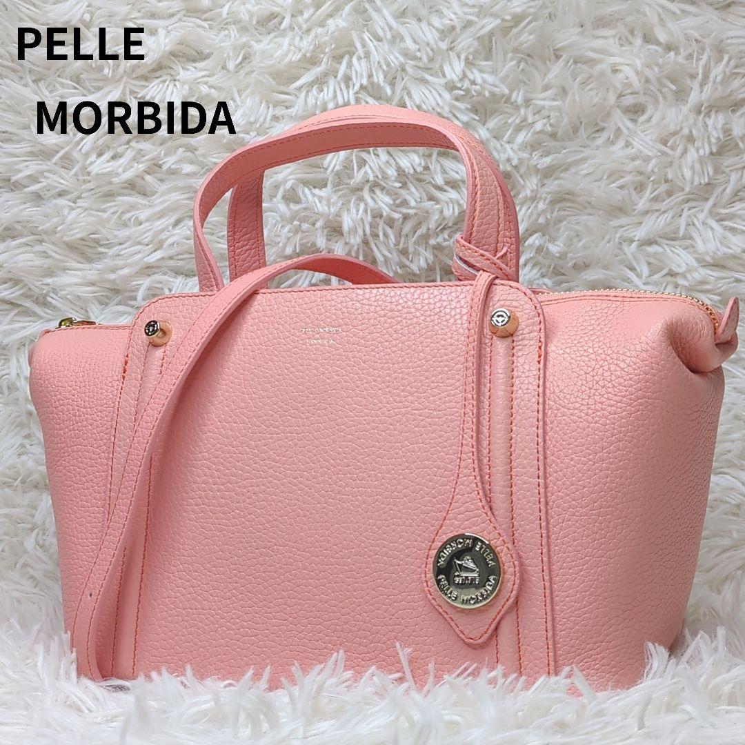 極美品✨ペッレモルビダ ミニボストン シボ革 ピンク 2way ゴールド金具