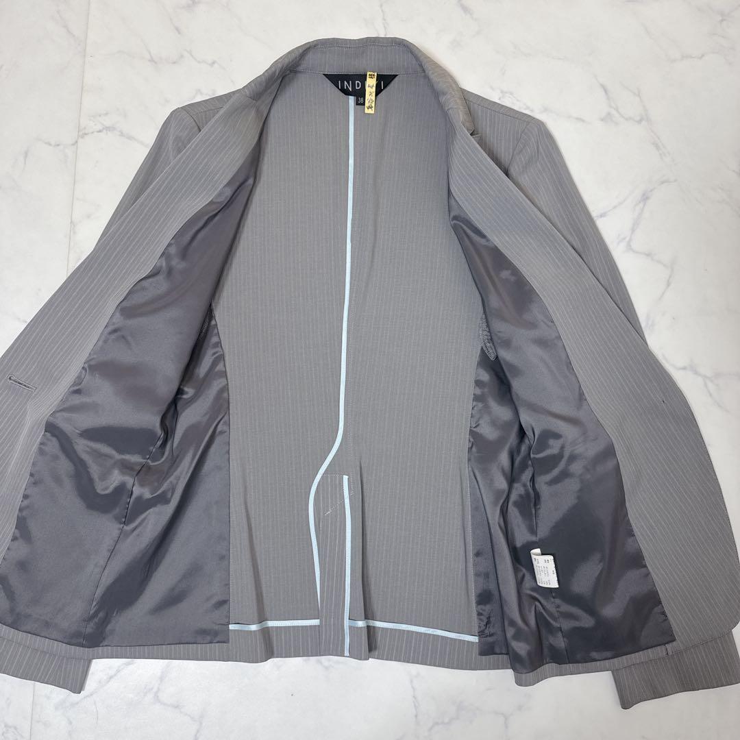 INDIVI インディヴィ 薄手 グレー パンツスーツ セットアップ 38