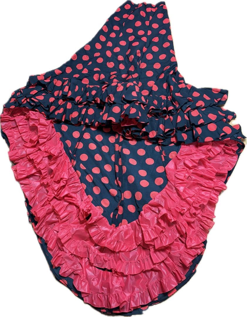 MOLINA フラメンコ パタデコーラ 黒地 赤い水玉模様 ファルダ ドット柄