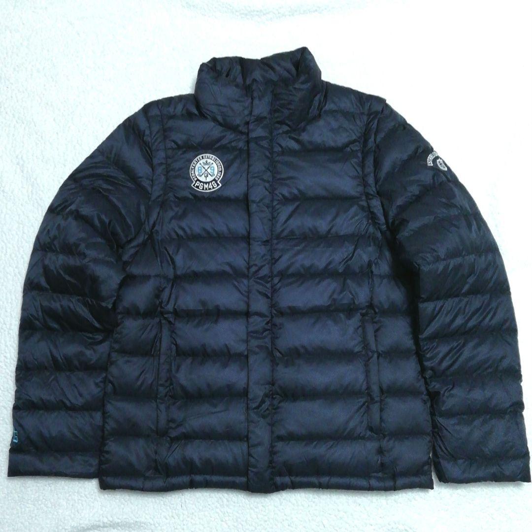 美品パーリーゲイツ 刺繍2wayダウンジャケット(6)Wジップ ダークネイビー色