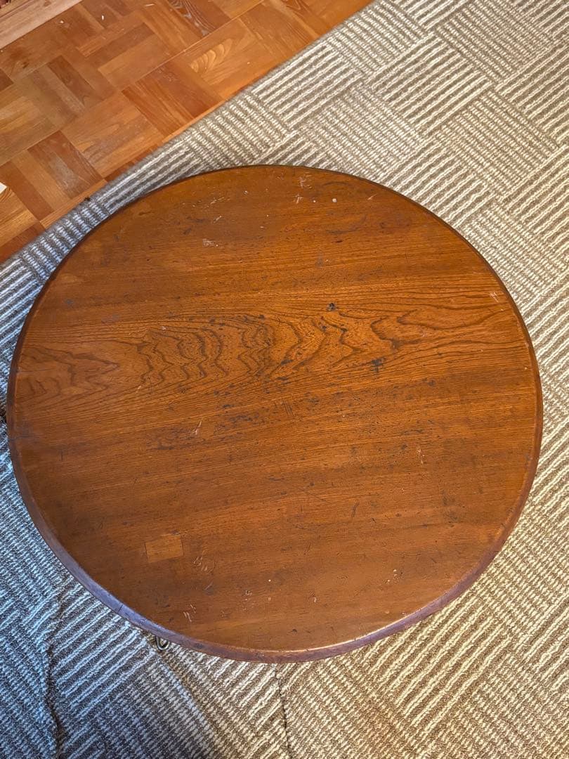 昭和レトロ 丸ちゃぶ台 木製 折りたたみ 古道具 古民家 アンティーク