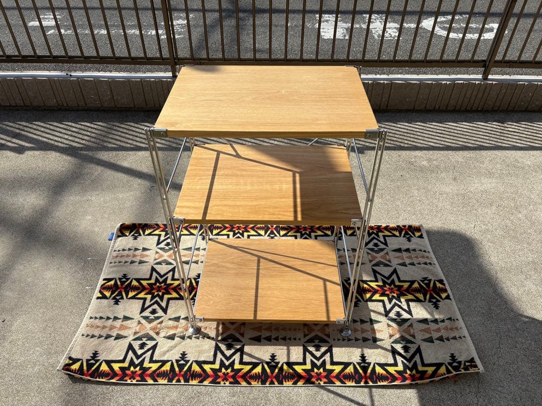 【中古・美品】無印良品 ステンレスユニットシェルフ　オーク材棚セット　小