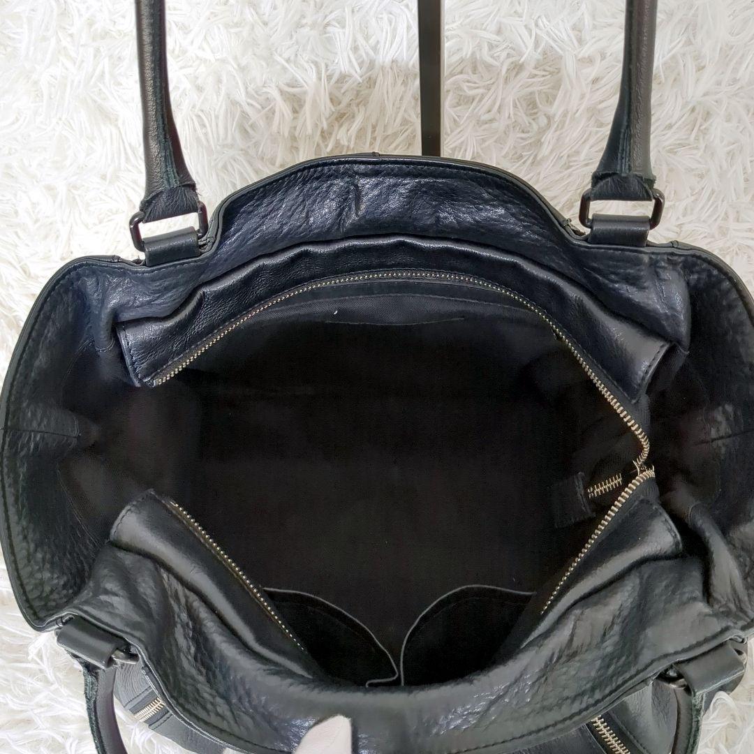 美品✨️ディケイド レザー ダブルジップ トートバッグ 黒 シボ革 A4