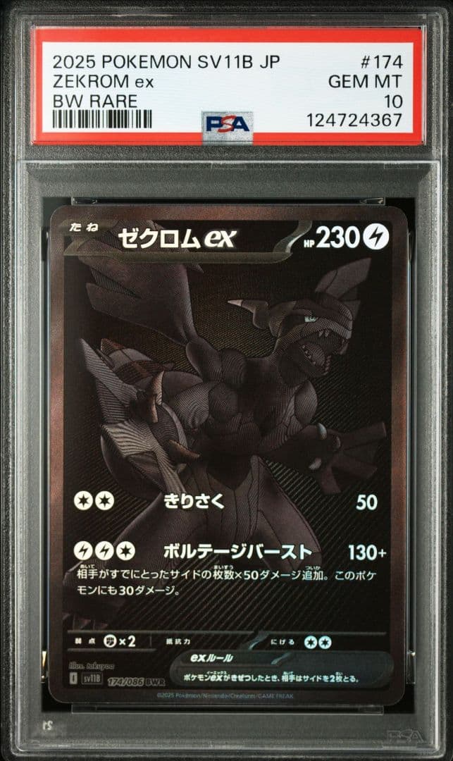 PSA10 ゼクロム ex BWR #174 BW RARE　新ケース